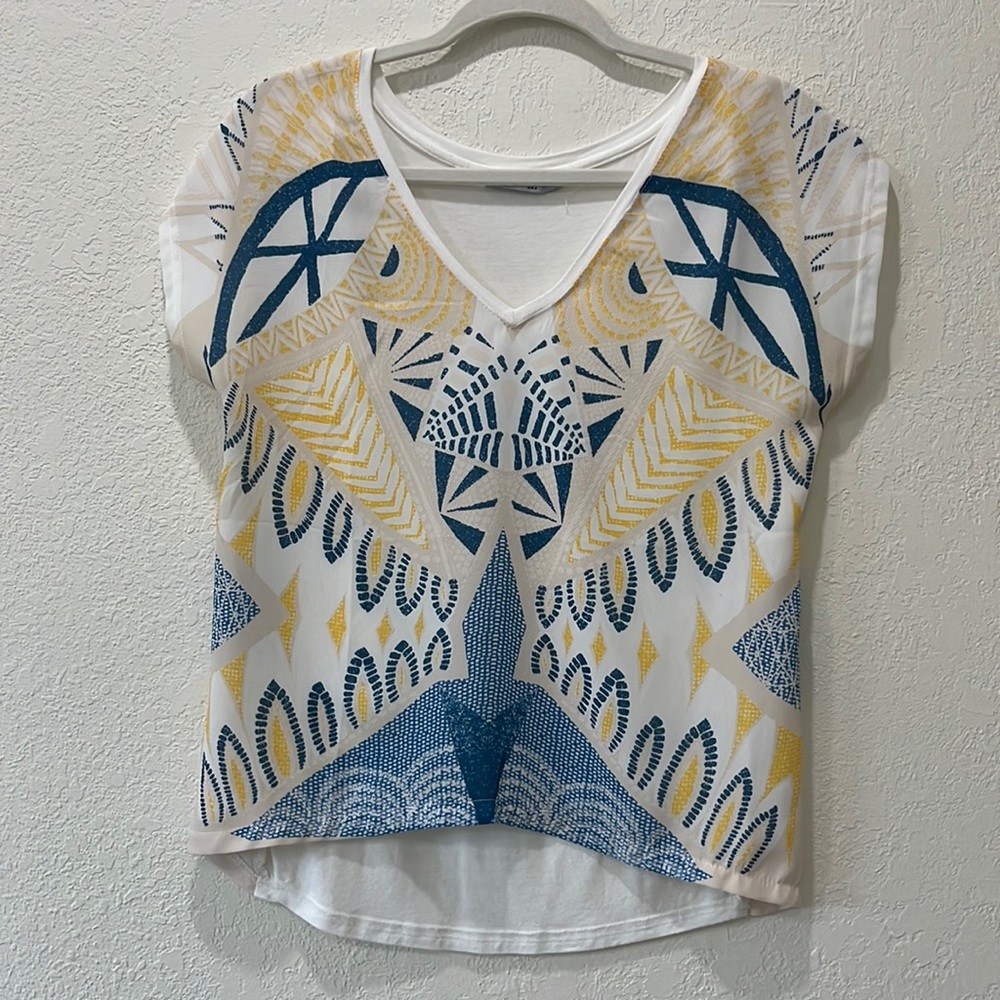 Casual top, Size S, Yellow and blue